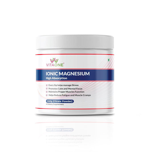 VITAONE Ionic Magnesium Powder 240g | High Absorption Magnesium Supplement for Muscle Function, Energy & Bone Support | Unflavoured, 60 Servings