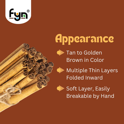 FYN True Sri Lankan Cinnamon Quills (200 grams) /World's Finest Ceylon Dalchini | True Sri Lankan Dalchini Rolls | Low Coumarin
