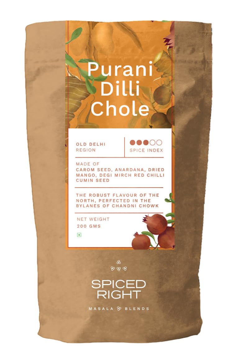 Spiced Right Purani Dilli Chana/Chole Masala Powder (200 Gm) Blended with Traditional Indian Spice & Flavors for an Authentic Taste | Best for Cooking Sabji, Chhole, Chana, & Chickpeas