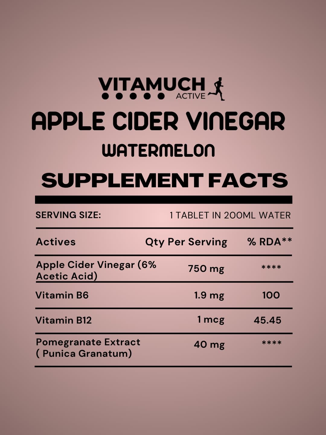 Vitamuch Apple Cider Vinegar Effervescent Tablets with Mother | Watermelon Flavour | ACV Drink Tablets for Daily Wellness | 15 Tablets Pack of 1