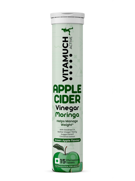 Vitamuch ACV Moringa Effervescent Tablets for Weight Management | Apple Cider Vinegar, Moringa & Green Tea Blend | Supports Metabolism, Craving Control & Energy | Green Apple Flavour (15 Tablets)