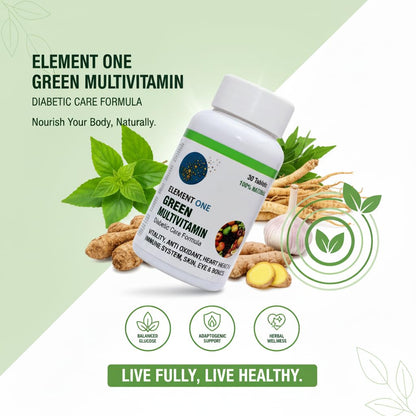 Green Multivitamin Supplement | Plant-Based Vitamins & Minerals with Antioxidant | Sugar-Free Formula | Daily Nutritional Support for Men & Women | Veg Tablets