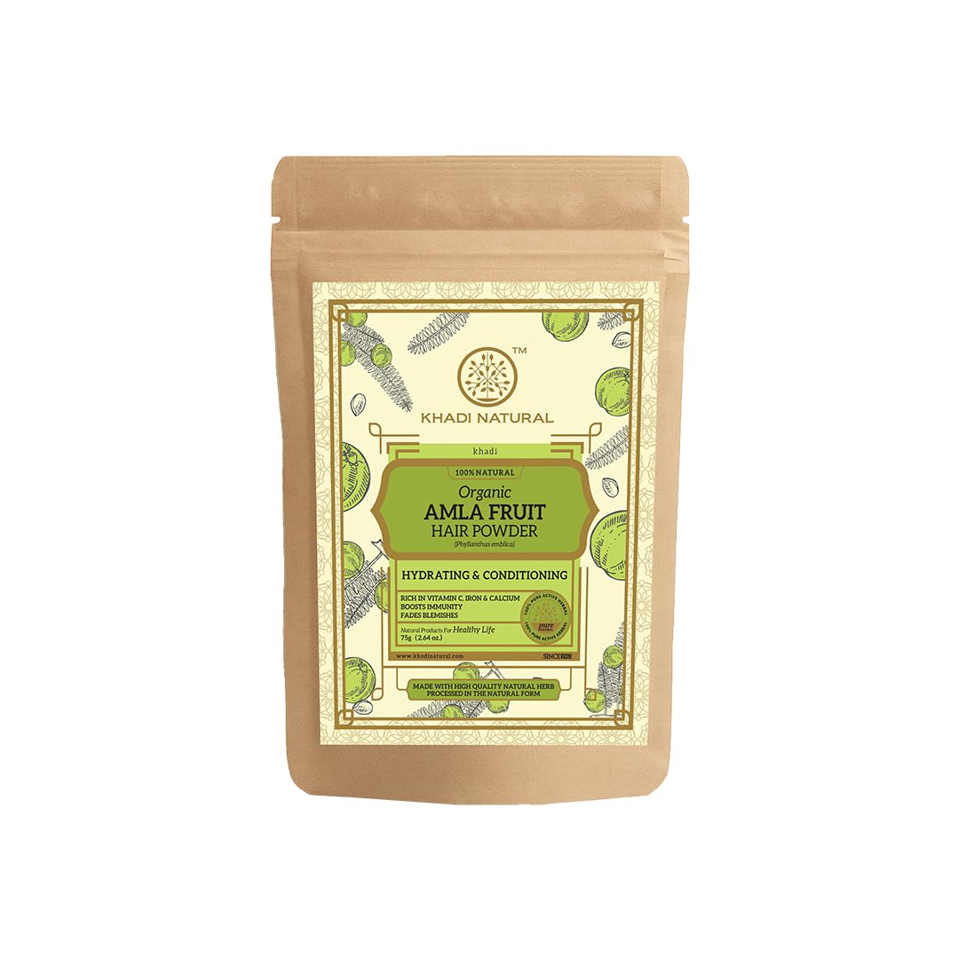 Khadi Natural Amla Fruit Organic Powder | Hair Growth & Shine Booster | Strengthens Roots, Prevents Hairfall | No Chemicals | For all hair types | 75 gm