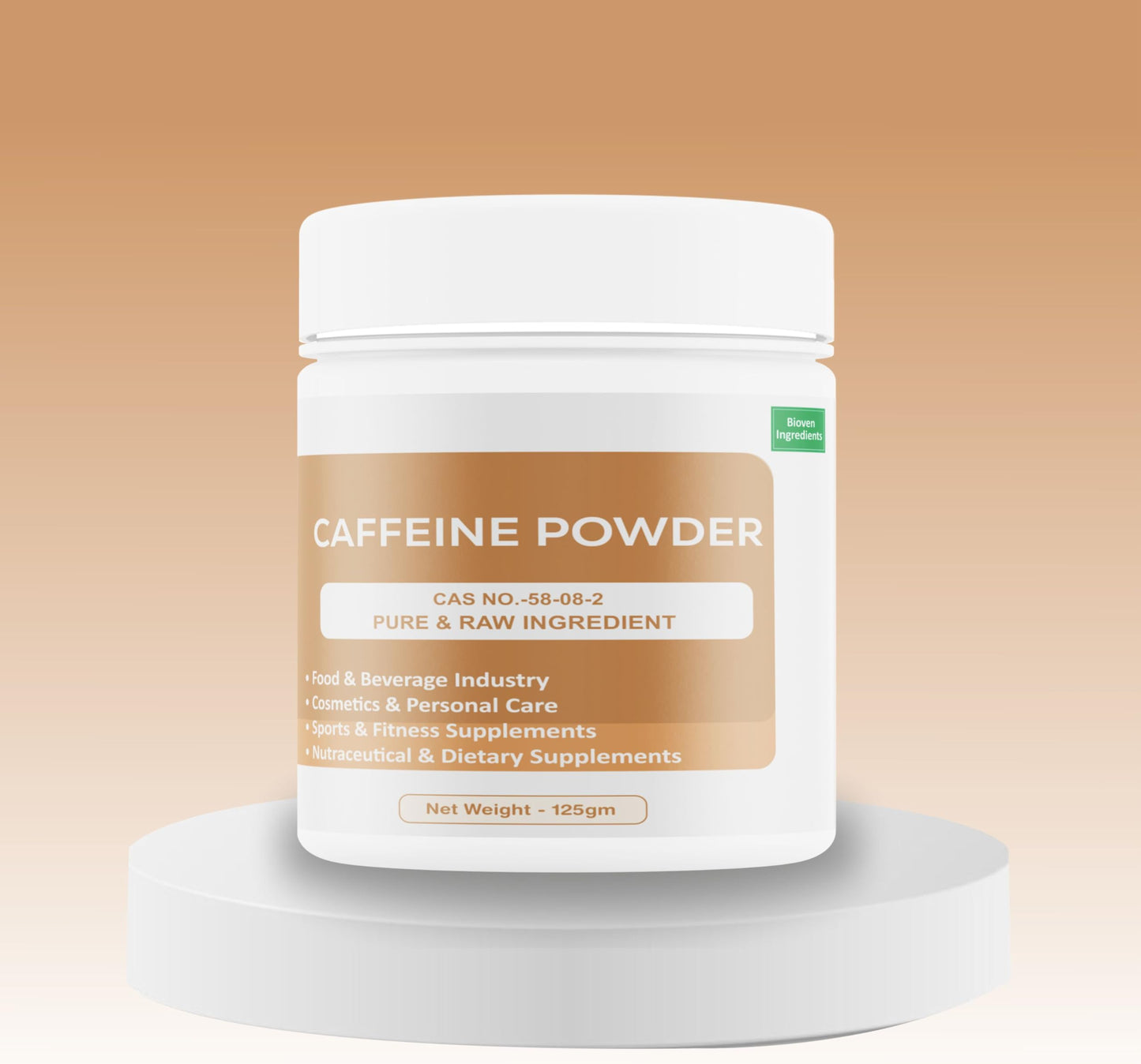Caffeine Powder | High-Purity Food Additive| Dietary Supplements & Functional Nutrition | Energy Drinks, Beverages & Fortified Food Applications | 125 gm