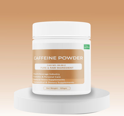 Caffeine Powder | High-Purity Food Additive| Dietary Supplements & Functional Nutrition | Energy Drinks, Beverages & Fortified Food Applications | 125 gm