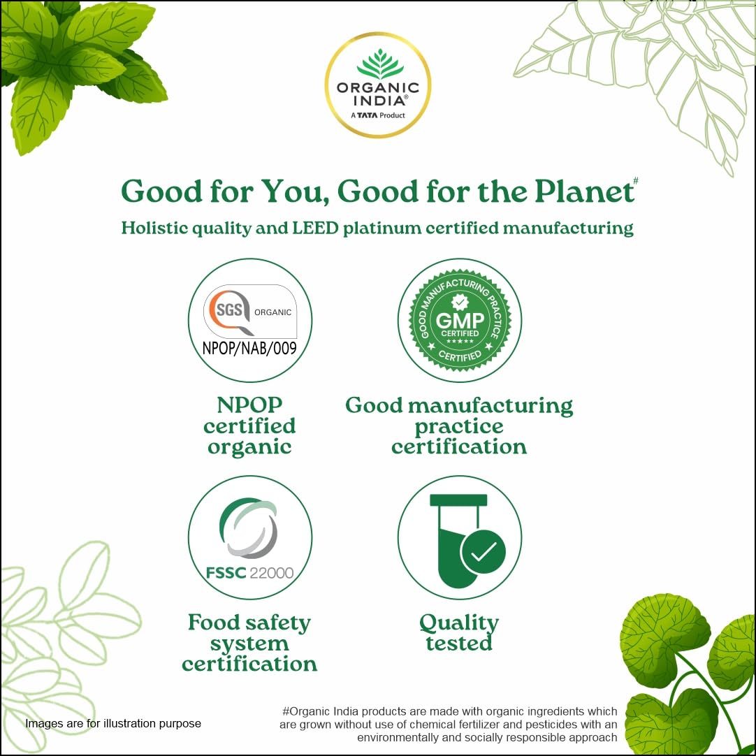 A TATA Product - Organic India Moringa Capsules - 60 Veg Caps, Essential Nutrition Superfood, Helps Naturally Boost Energy Level, Improves Stamina, Rich In Vitamins & Minerals, GMP & NPOP Certified Organic