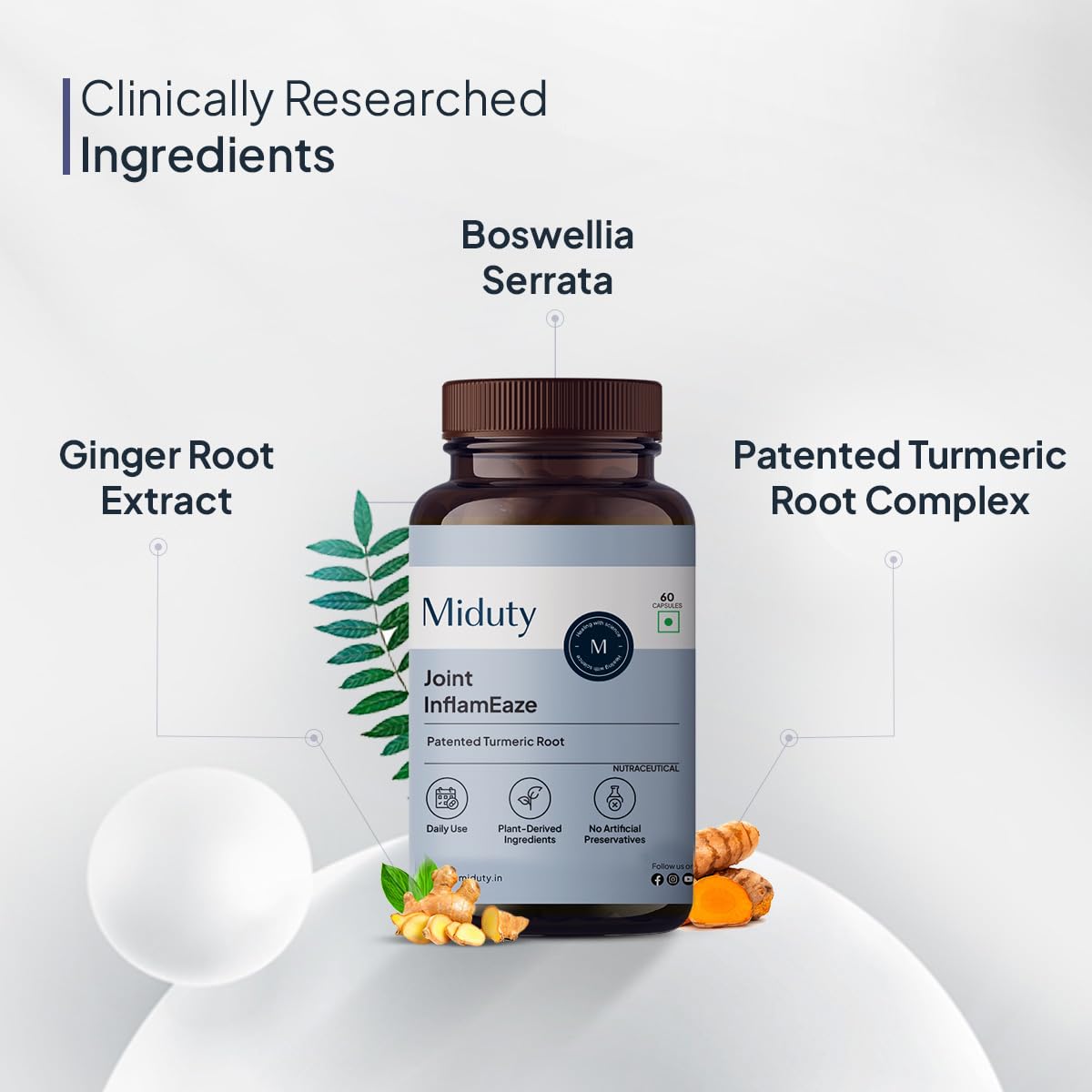 Miduty Joint InflamEaze – Boswellin, Curcumin C3 Complex, Ginger Extrac- image 7