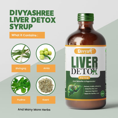 Divya Shree liver Detox Syrup 500ml Fatty Liver Care, Body Detox