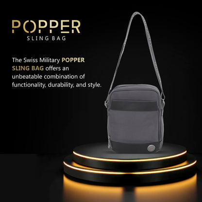 SWISS MILITARY Popper Sling Bag 5L | Cross Body Side Bag with Buckle Closure | Anti Theft Chest Bag | Easy to Carry Bag for Men & Women | Mini Travel Bag for Phone Passport Wallet Key and Earbuds Grey