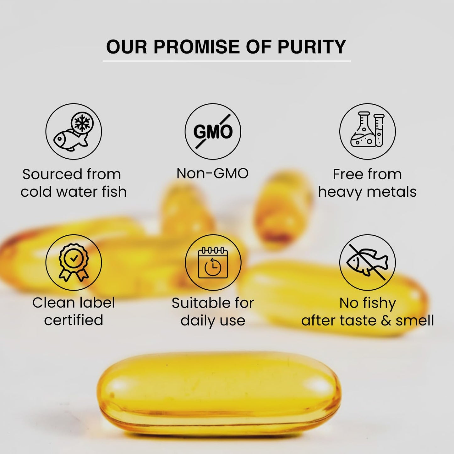 Elementary Organics Omega 3 Fish Oil Capsules 1000mg for Men & Women | Fish Oil Omega 3 Supplement for Heart, Joints, Bones & Skin - 60 Softgels