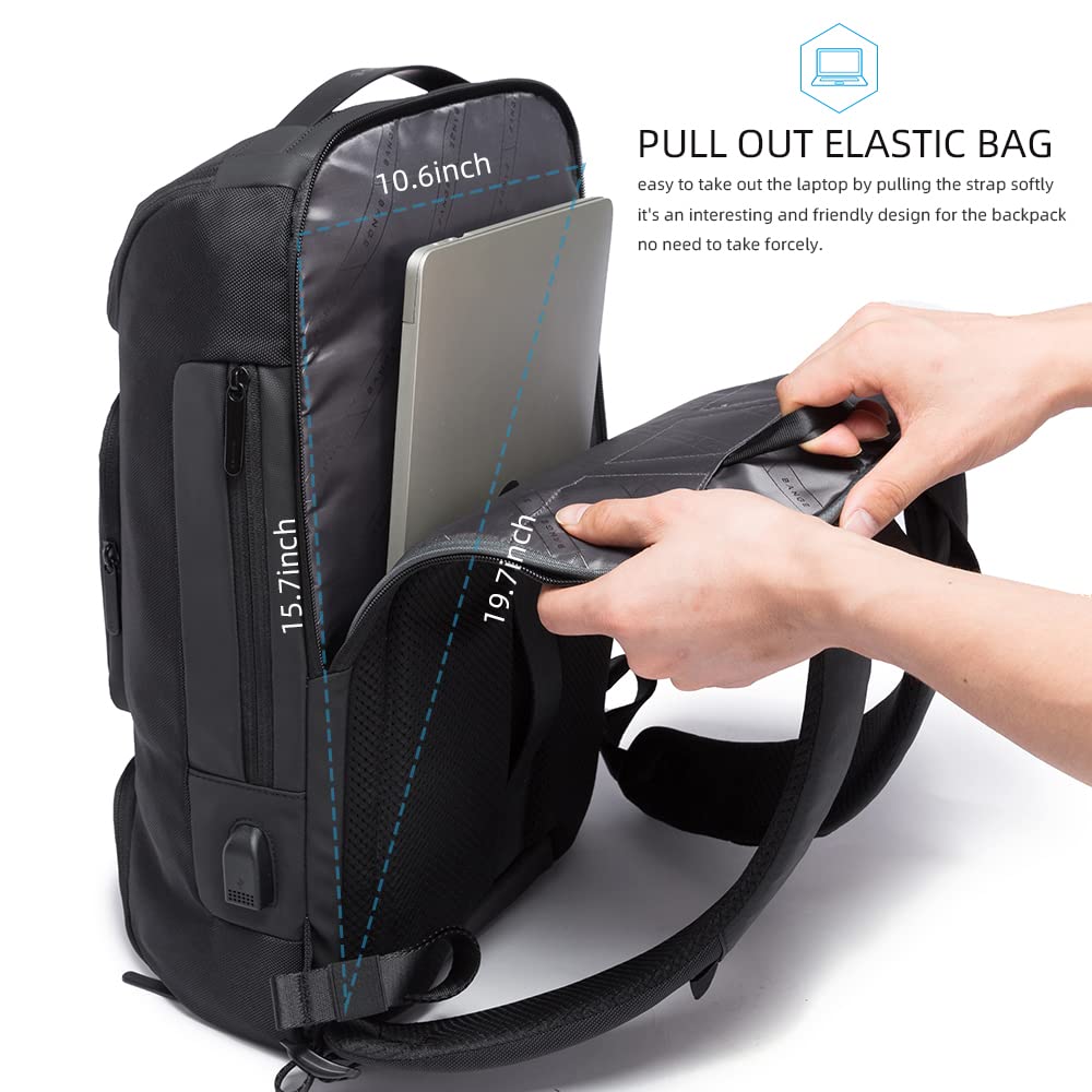 BANGE 17 Inch Laptop Backpack,Business Travelling Backpack With Usb Charger Port,Weekender Carry-On Backpack With Luggage Sleeve For Women And Men…,Black