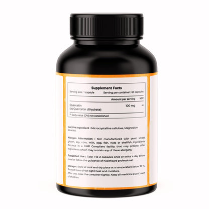 VREEX Quercetin 100 mg – Natural Bioflavonoid for Immune Support, Antioxidant Protection, Healthy Inflammatory Response & Heart Health (60 Capsules)
