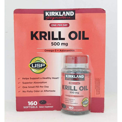Kirkland Signature Krill Oil 500 mg., Pack of 160 Softgels