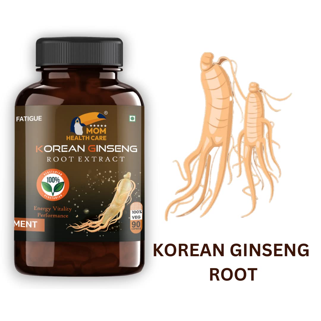 Mom Health Care Korean Ginseng For Men | Supports Brain Function | Help for Boosts Immunity | Relieves Stress For Muscles Pure & Organic 90 Capsule