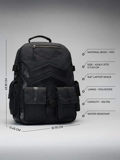 The Souled Store Batman: Gotham Gear 4-Compartment Backpack – Utility Belt Inspired Design with 15.6″ Laptop Sleeve