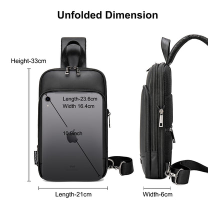 Arctic Hunter Expandable Sling Bag for Men Crossbody Slim 8L Sling Backpack Multi-pocket for Travel Chest Bag with 10.9" iPad Pocket Water-resistant One Side Shoulder Passport Bag for Office,Black