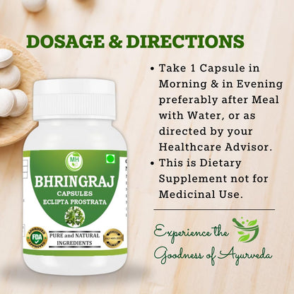 Bhringraj Capsules – 100% Pure & Natural | Ayurvedic Herbal Supplement | Hair & Scalp Support | 60 Vegan Capsules (4)