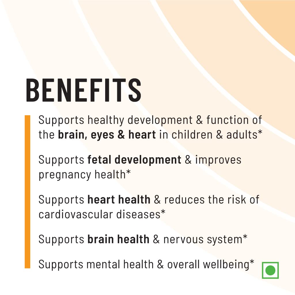 Unived OVEGHA Plant-Based Omega-3 DHA | 1000mg Algae Oil 500mg DHA Per Serving | for Heart, Hair, Skin, Joint, Brain & Eye Health | 60 Vegan Capsules