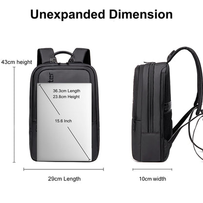 Arctic Hunter Slim Laptop Backpack for Men Women Lightweight 18L Expandable Backpack Shockproof 15.6" Laptop Pocket Water-resistant Daypack Compact Computer Bag for Casual Office Daily College, Black