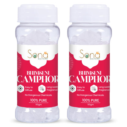 Sona Healthcare Bhimseni Camphor Chunk 50g Jar - Pack Of 2