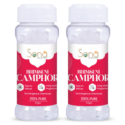 Sona Healthcare Bhimseni Camphor Chunk 50g Jar - Pack Of 2