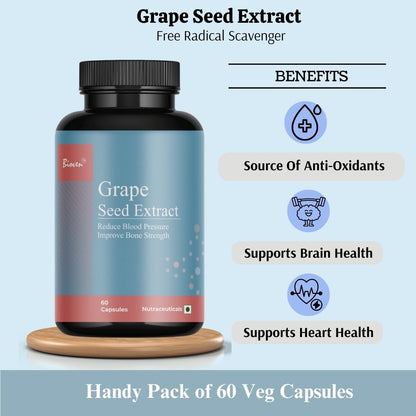 Biovencer Grape Seed Extract| Reduce Blood Pressure | Improve Bone Strength | Helps in Weight Loss | Pack of 60 Veg Capsule