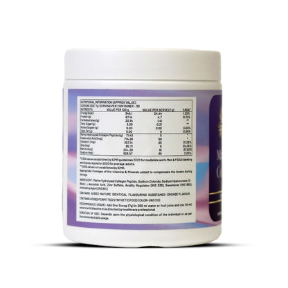 Nutrivana Marine Collagen Powder for Women & Men | Hydrolyzed Collagen Supplements with High Protein for Skin with Vitamin C & Biotin, Collagen Peptides | For Glowing, Youthful Skin | Orange Flavour (210g)