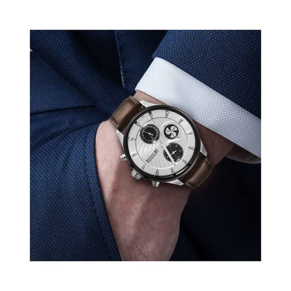 Titan Regalia Maritime White Dial Quartz Multifunction Leather Strap Wa- image 2