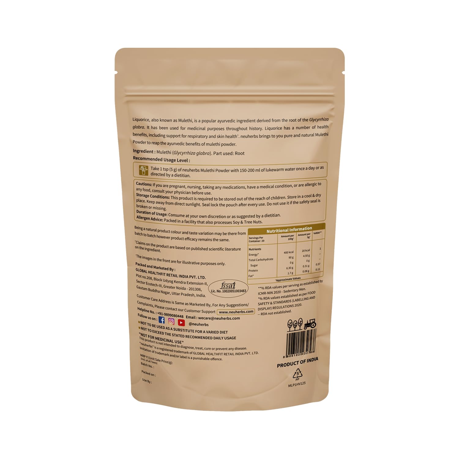 Neuherbs Organic Mulethi Powder | Herbal Supplement | Liquorice | 100g- image 2