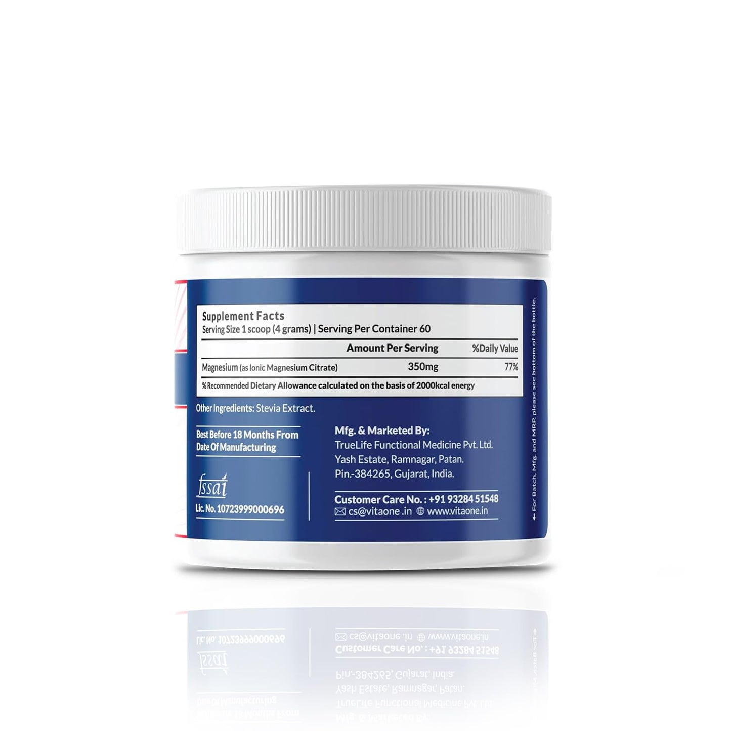 VITAONE Ionic Magnesium Powder 240g | High Absorption Magnesium Supplement for Muscle Function, Energy & Bone Support | Unflavoured, 60 Servings
