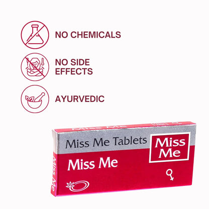 Miss Me Ayurvedic Tablets for Female Wellness | Hormonal Balance, Vitality & Intimate Health | 6 Tablets per Strip | Lab Tested, Chemical-Free, Natural Support for Women’s Health