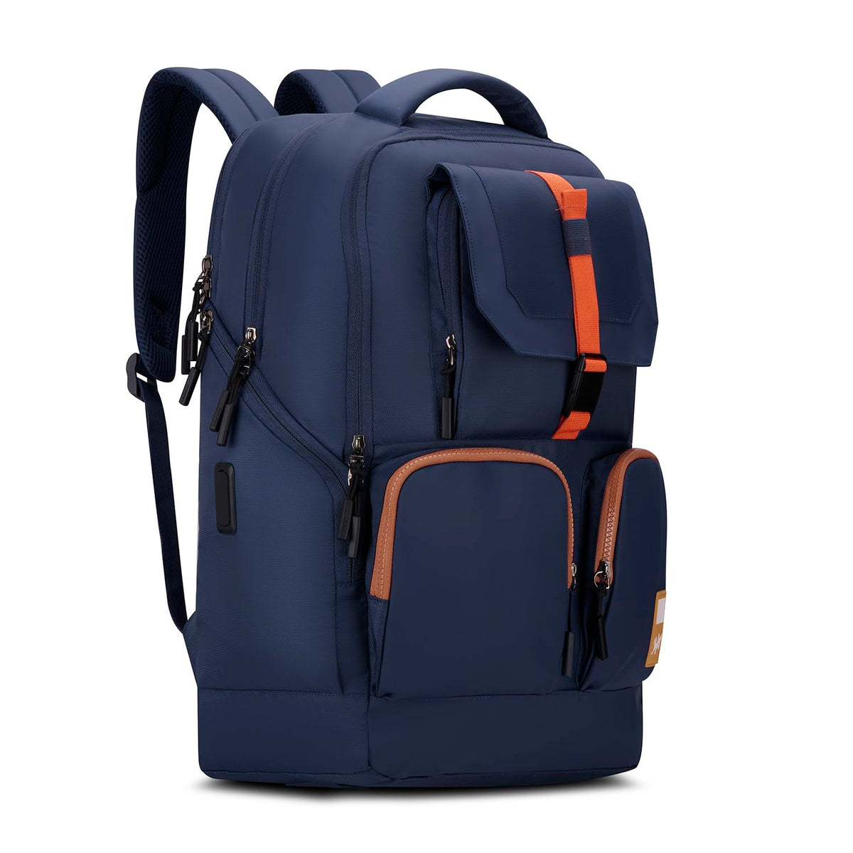 Skybags Hustle 15.6 Inch Compatible Laptop Backpack 31L | 3 Compartments with Flushed USB Ports (Type A & Type C) & Rain Cover | Side Bottle Pockets | Office & Travel Backpack for Men & Women (Navy)