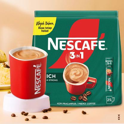 Nescafe 3 In1 Rich Premix Coffee 25 Sticks 450Gram, Bag