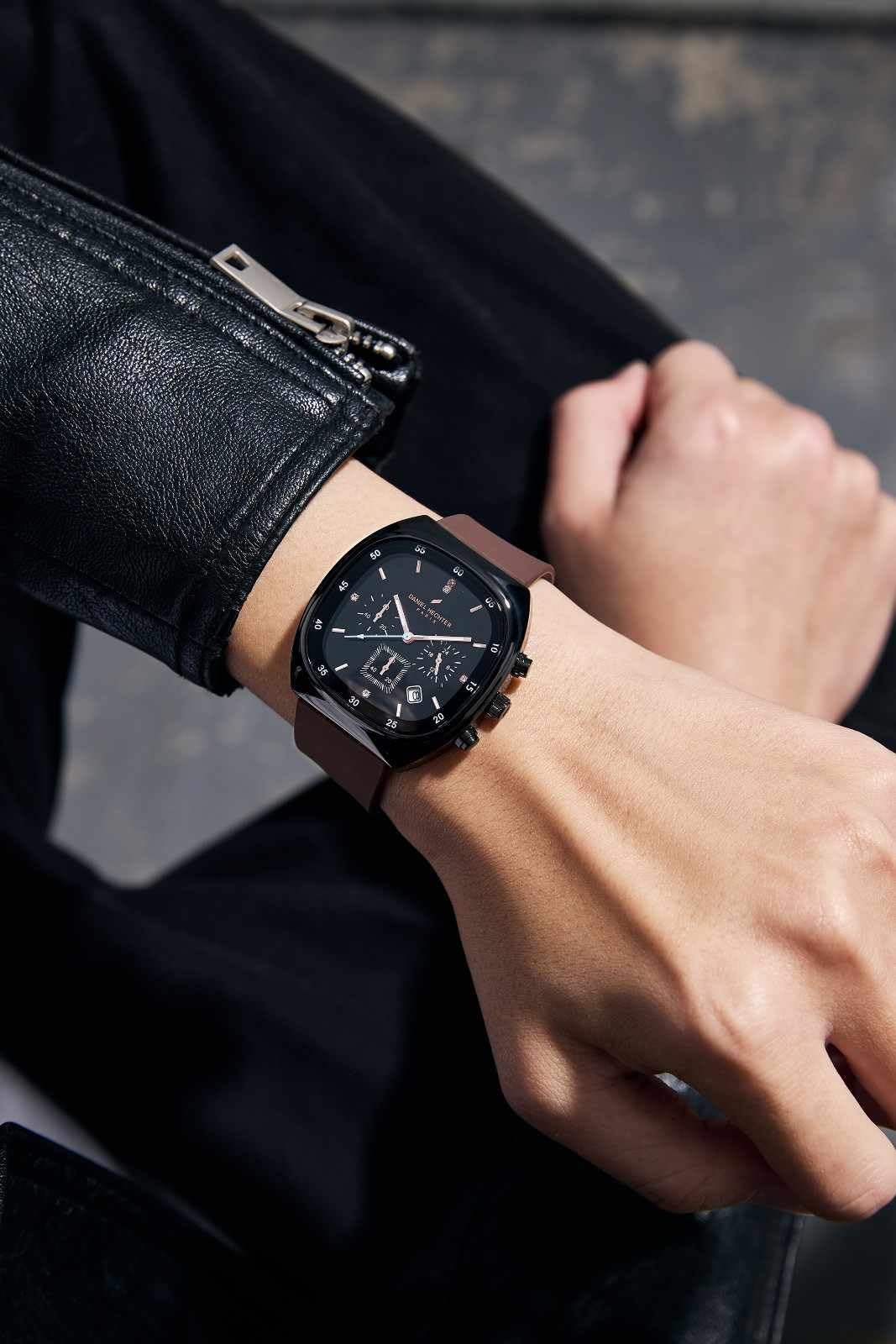 Daniel Hechter Paris Bercy Collection Modern Chronograph Watch for Men with Square Dial and Silicon Band-DHM1001