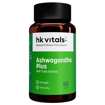 hk vitals Ashwagandha Plus with Tulsi Extract 500mg (60 Tablets) | Improves Musc