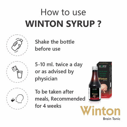 SCORTIS HEALTH CARE Ayurvedic Winton Syrup Focus + Brain Supplement & Memory Supports Focus Concentration & Alertness 200 ml Pack Of 1