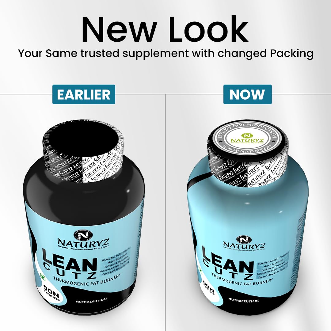 Naturyz LEAN CUTZ Thermogenic Fat Burner with Acetyl L Carnitine, Green tea Extract, Garcinia Cambogia, Green Coffee Bean Extract, Caffeine & Chromium Weight loss product for Men & Women - 90 Tablets