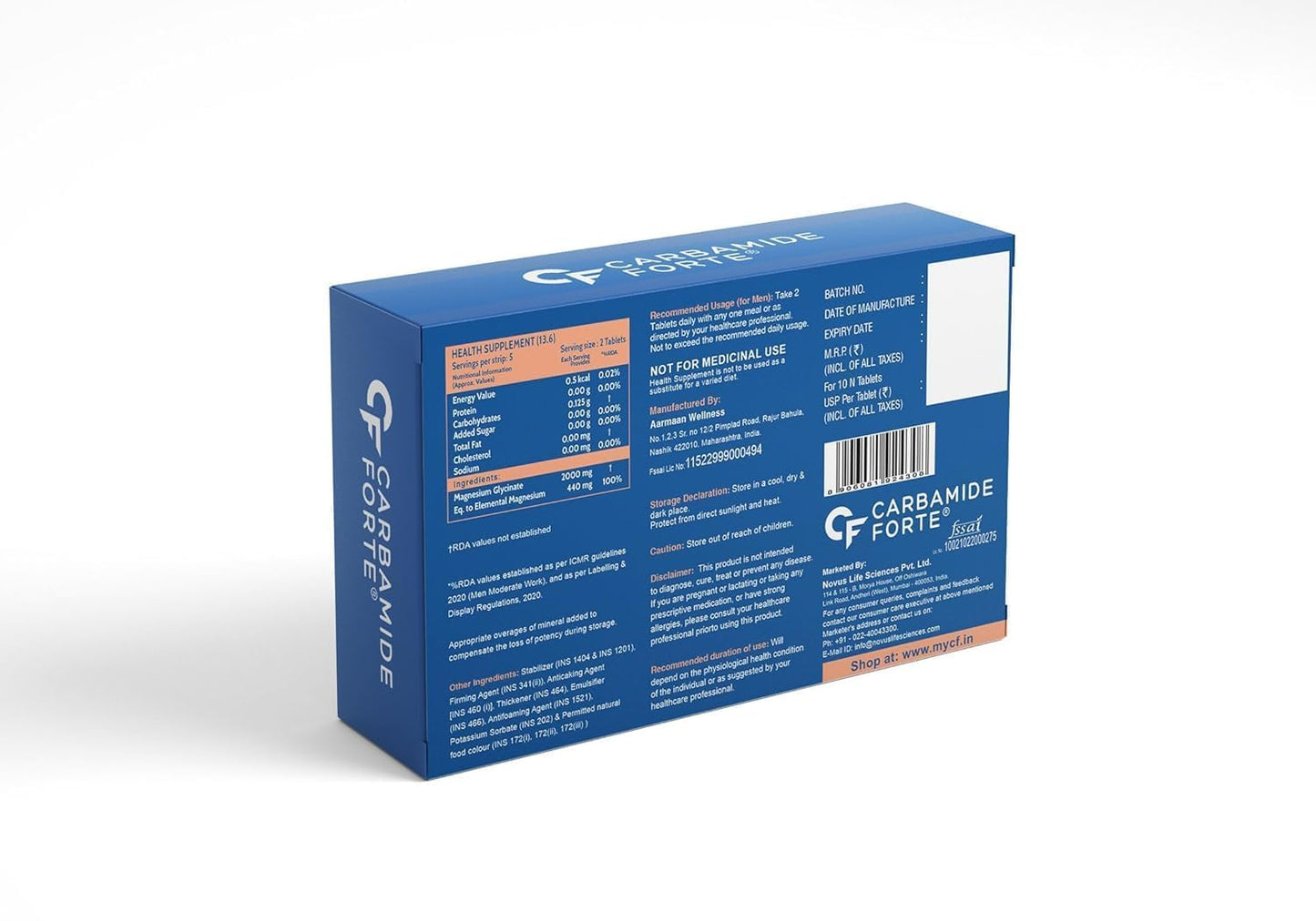 Carbamide Forte Chelated Magnesium Glycinate Supplement 2000mg Per Serving | Magnesium Supplement Supports Muscle Recovery & Better Sleep - 10 Veg Tablets
