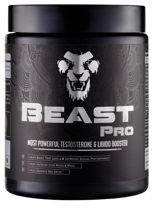 MANGO HERBS Beast Pro: Powerful Testosterone Booster for Men|Natural Libido Enhancer|Supports Strength,Stamina & Vitality|Ayurvedic Proprietary Medicine|Vegetarian,Powder,1 count,150 grams