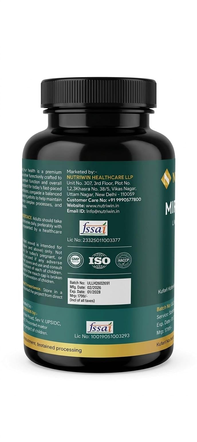 Nutriwin Milk Thistle Capsules | Liver Detox & Liver Support Supplement with Silymarin Extract | Supports Healthy Liver Function & Daily Wellness | 60 Veg Capsules