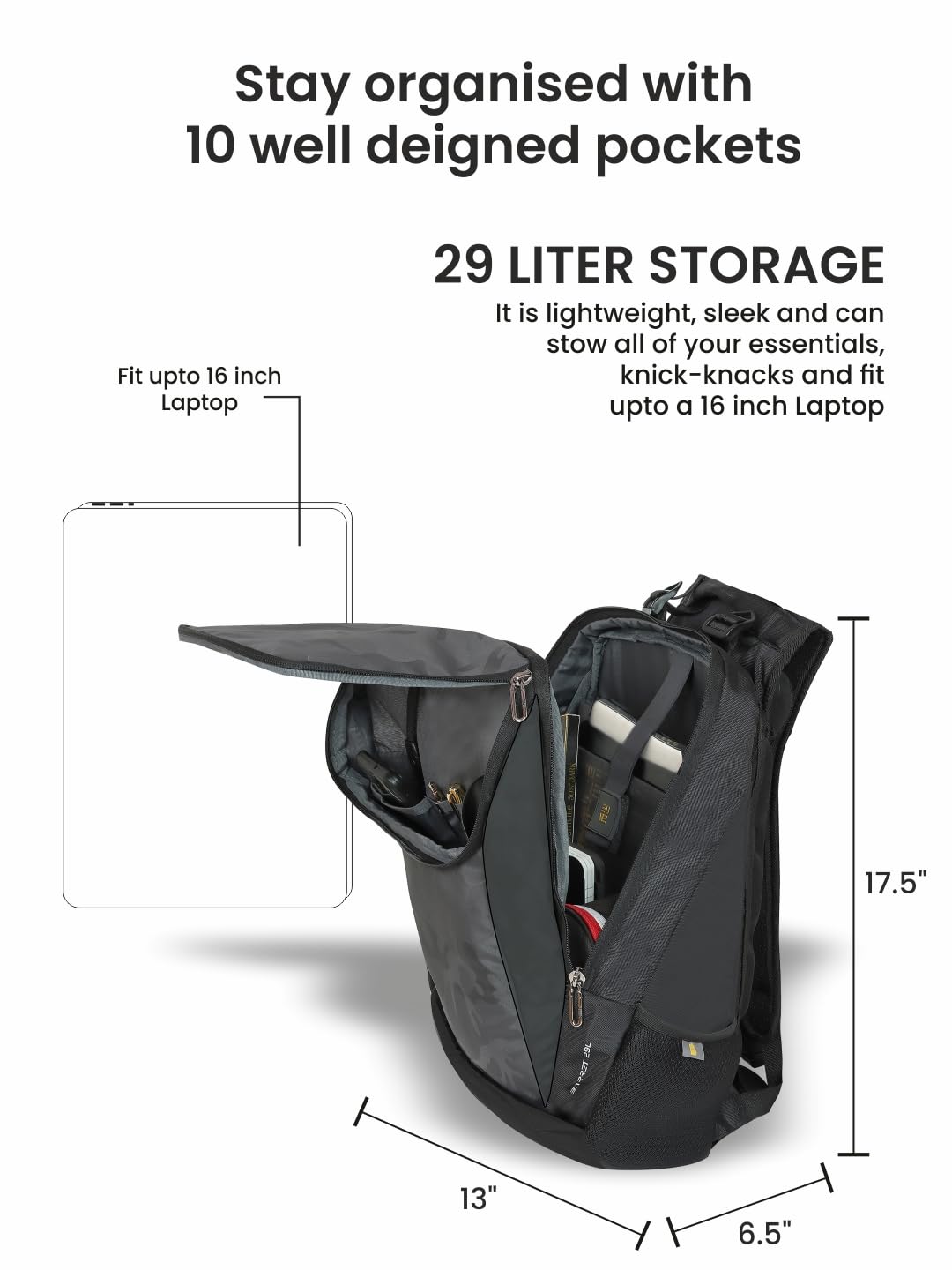 EUME Barret - 29L Premium Laptop Bag for Men, Camouflage Grey | Massager Laptop Backpack Bag with Built in Patent Massager Technology | 15.6 Inch Laptop Compartment | Business, Travel and Office Bag