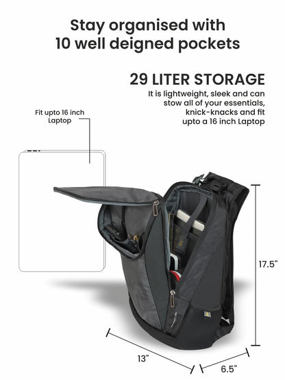 EUME Barret - 29L Premium Laptop Bag for Men, Camouflage Grey | Massager Laptop Backpack Bag with Built in Patent Massager Technology | 15.6 Inch Laptop Compartment | Business, Travel and Office Bag