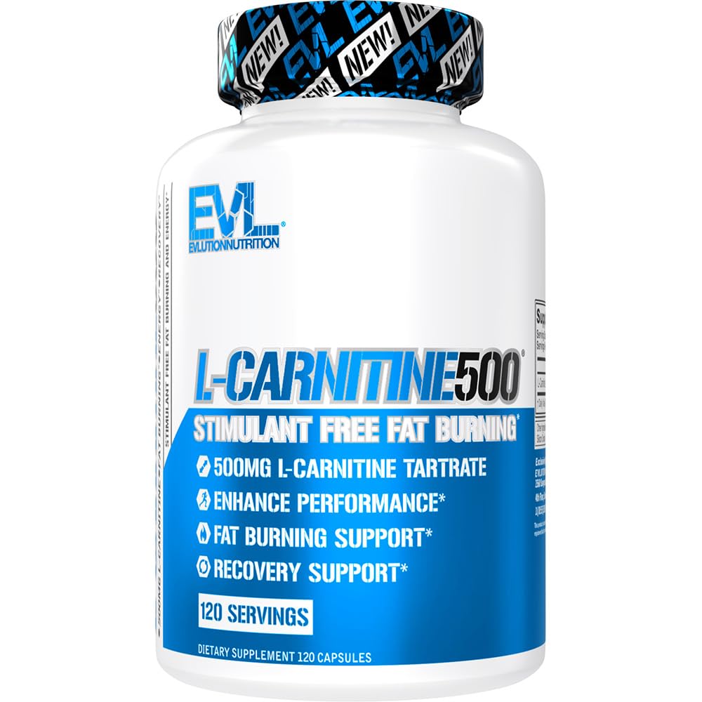 Evlution Nutrition Carnitine500 500 mg of Pure L-Carnitine in Each Serving (120 Serving, Capsule)