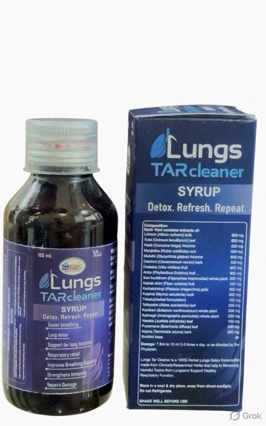 KardioNex Ayurvedic Lungs TAR Cleaner Syrup for Lung Detox & Respiratory Support | Herbal Breathing Support Formula with Tulsi, Mulethi & Giloy | 100 ml