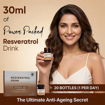 CUREFOREVER Resveratrol Drink - 20 Bottle (30ml each) | Shilajit, Natural Vitamin C, Ashwagandha & Cranberry | Tested Powerful Antioxidant with green tea extract, Anti Aging & Detoxification with aloe vera juice | For Men & Women