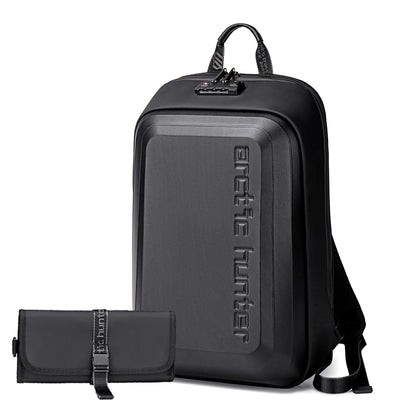 Arctic Hunter Slim Backpack for Men 18L Semi-hard 15.6" Laptop Bag Anti-theft Backpack with Lock with Inner Bottle Pocket Water-resistant Smart Gaming Backpack for Business Daily College Use, Black
