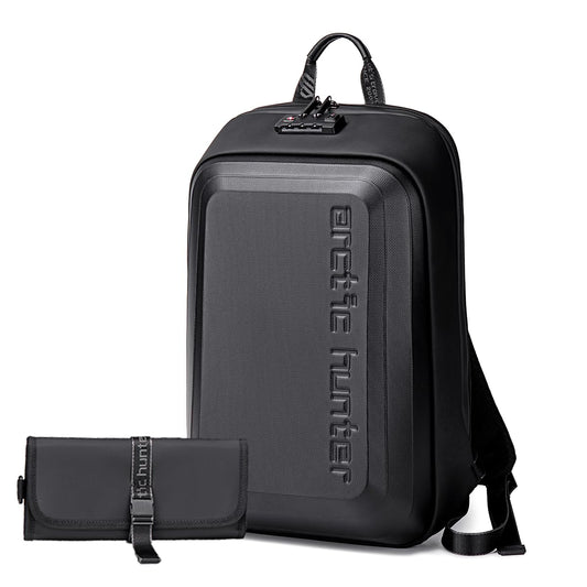 Arctic Hunter Slim Backpack for Men 18L Semi-hard 15.6" Laptop Bag Anti-theft Backpack with Lock with Inner Bottle Pocket Water-resistant Smart Gaming Backpack for Business Daily College Use, Black