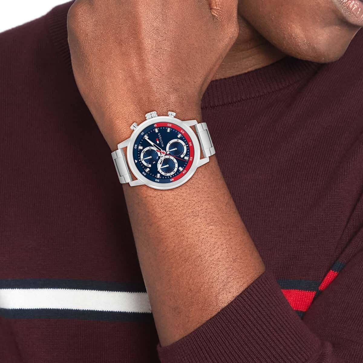 Tommy Hilfiger Rocky Quartz Analog with Blue Dial Silver Stainless Steel Strap Watch for Men - TH1792179