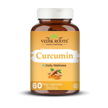 VedikRoots Curcumin Tablets with Piperine and 95% Curcuminoids | Anti-inflammatory Supplement for Adults | Turmeric, Ginger & Black Pepper | 60 Veg Capsules