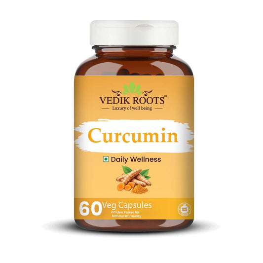 VedikRoots Curcumin Tablets with Piperine and 95% Curcuminoids | Anti-inflammatory Supplement for Adults | Turmeric, Ginger & Black Pepper | 60 Veg Capsules
